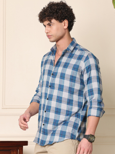 METRONAUT Men Solid Casual Blue Shirt - Image 4