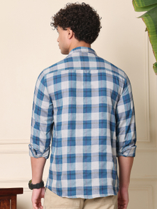 METRONAUT Men Solid Casual Blue Shirt - Image 2