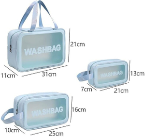 Broview 3 PCS Cosmetic Bag Pouch Transparent Pvc Travel Toiletry Makeup Wash Bag Pouch - Image 3