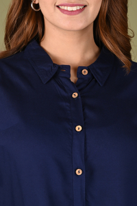 RIJHARI Women Solid Casual Dark Blue Shirt - Image 4