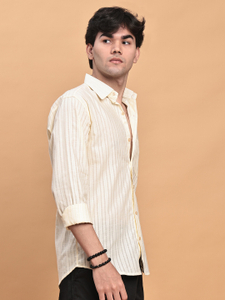 Tanip Men Striped Casual Yellow Shirt - Image 5
