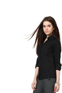 FUNDAY FASHION Women Solid Casual Black Shirt - Image 2