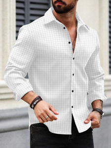 VELLOSTA Men Checkered Casual White Shirt - Image 4