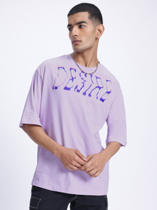 Glitchez Printed Men Round Neck Purple T-Shirt - Image 2