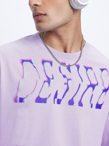 Glitchez Printed Men Round Neck Purple T-Shirt - Image 3