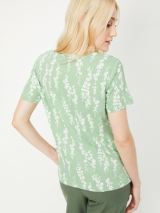 MAX Printed Women Round Neck Green T-Shirt - Image 3