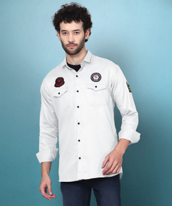 WOXEN Men Solid Casual White Shirt - Image 4