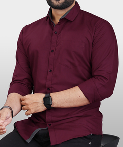 VeBNoR Men Solid Casual Maroon Shirt