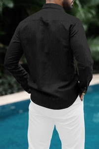 VELLOSTA Men Self Design Casual Black Shirt - Image 3