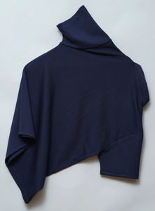 N AND J Solid Men Polo Neck Navy Blue T-Shirt - Image 3