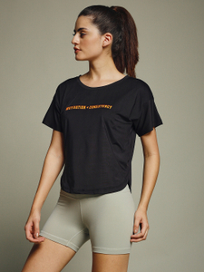 MKH Graphic Print Women Crew Neck Black T-Shirt - Image 2