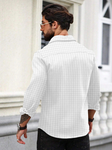VELLOSTA Men Checkered Casual White Shirt - Image 2