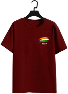 Fashion And Youth Printed Women Round Neck Maroon T-Shirt