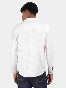 BLU MNKY Men Self Design Casual White Shirt - Image 3