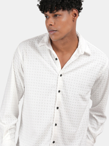 BLU MNKY Men Self Design Casual White Shirt - Image 6