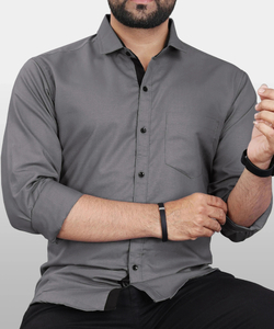 VeBNoR Men Solid Casual Grey Shirt